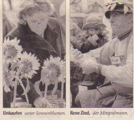 René Zind als "Sonnenblumen-Gärtner" (Bild: LZ 25.3.2002)