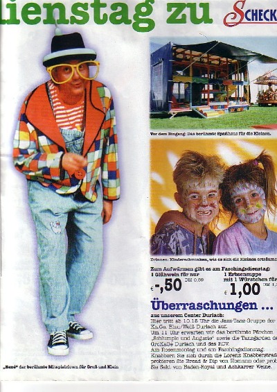 René Zind als "MitSpiel-Clown" (aus: Werbeflyer EDEKA-Center Scheck-In 2002)